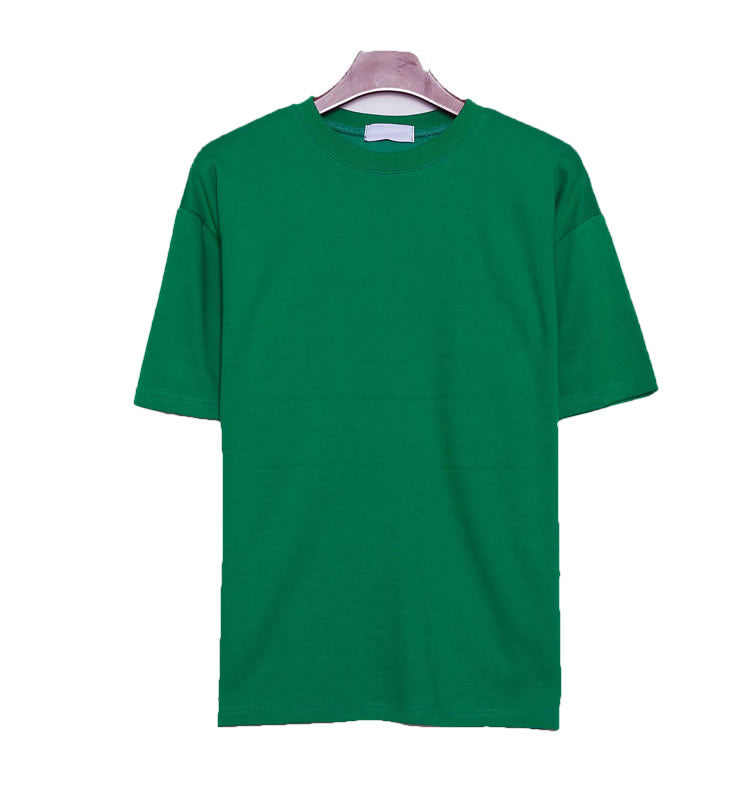 T-shirt ample à manches courtes pour homme, couleur unie, style Hong Kong, décontracté, été, coton fin