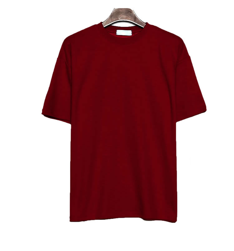 T-shirt ample à manches courtes pour homme, couleur unie, style Hong Kong, décontracté, été, coton fin