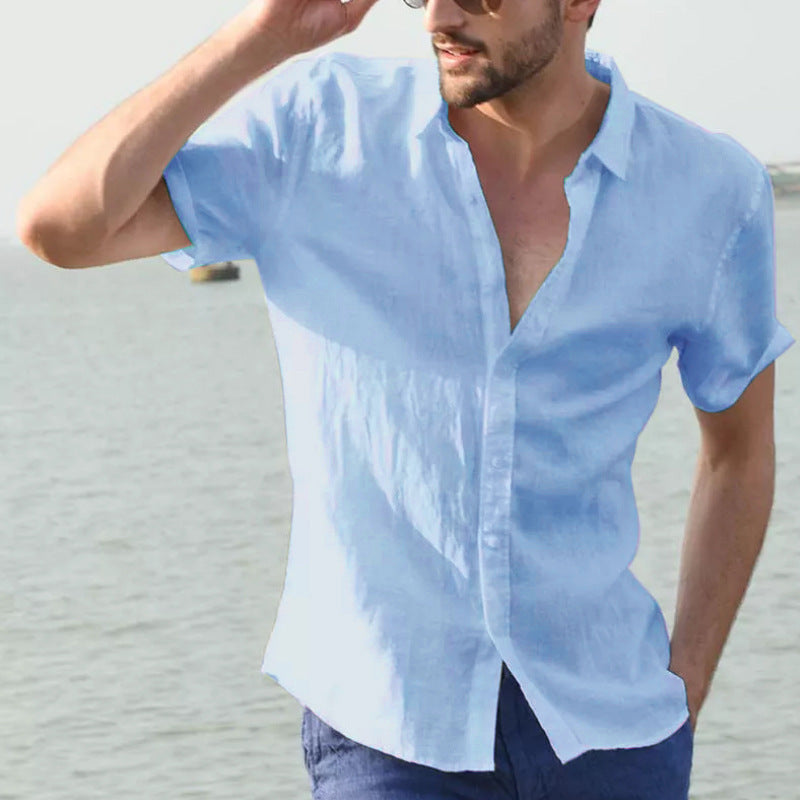 Chemise d'été à manches courtes, haut boutonné décontracté, vêtements pour hommes