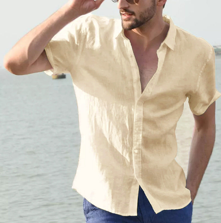 Chemise d'été à manches courtes, haut boutonné décontracté, vêtements pour hommes