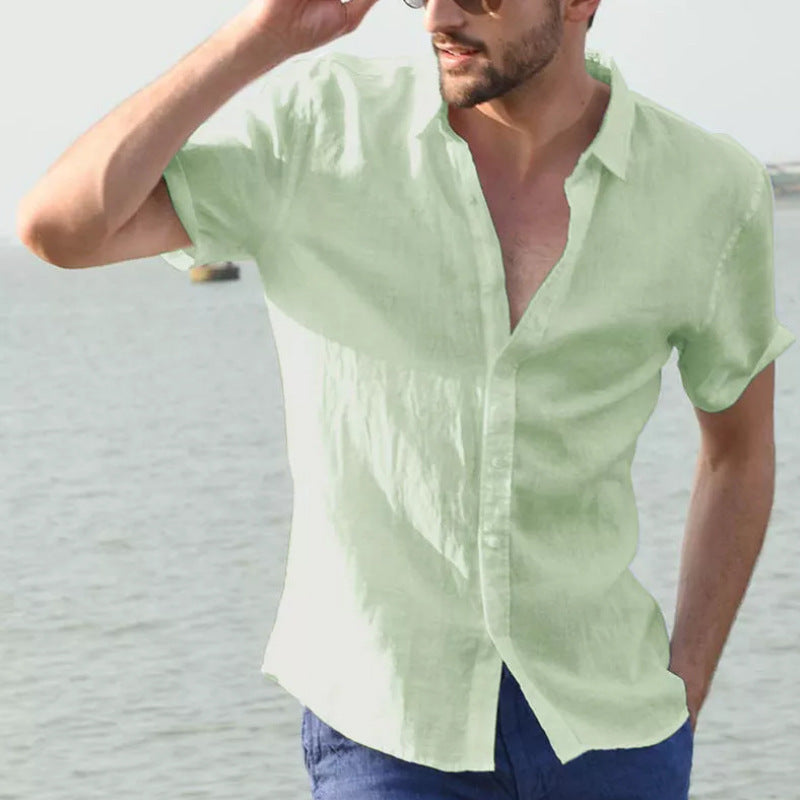 Chemise d'été à manches courtes, haut boutonné décontracté, vêtements pour hommes