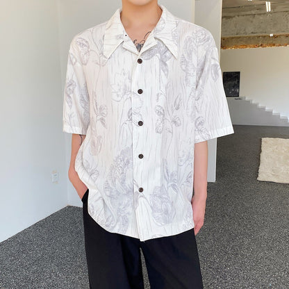 Chemise d'été décontractée à col cubain pour homme