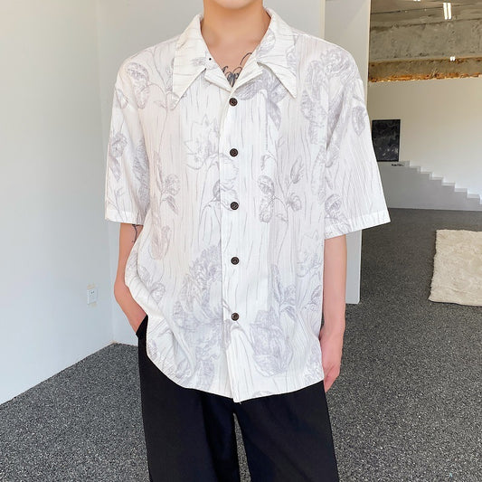 Chemise d'été décontractée à col cubain pour homme
