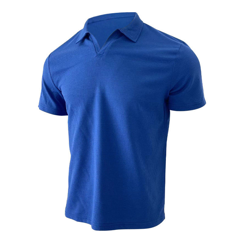 T-shirt à manches courtes et col en V pour homme, couleur unie, à la mode, été
