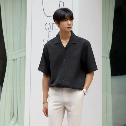 Chemise d'été à carreaux à manches courtes pour homme