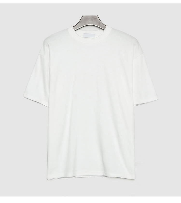 T-shirt ample à manches courtes pour homme, couleur unie, style Hong Kong, décontracté, été, coton fin