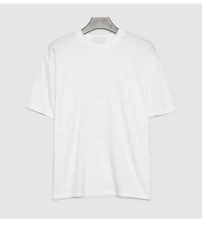 T-shirt ample à manches courtes pour homme, couleur unie, style Hong Kong, décontracté, été, coton fin