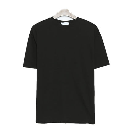 T-shirt ample à manches courtes pour homme, couleur unie, style Hong Kong, décontracté, été, coton fin
