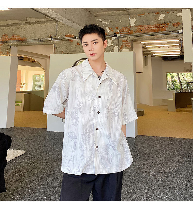 Chemise d'été décontractée à col cubain pour homme