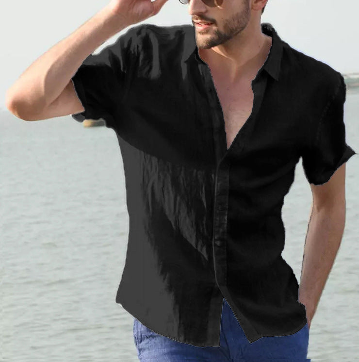 Chemise d'été à manches courtes, haut boutonné décontracté, vêtements pour hommes