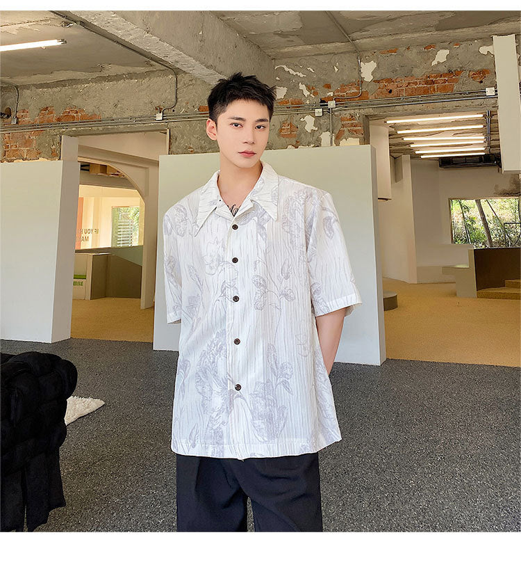Chemise d'été décontractée à col cubain pour homme