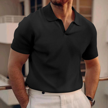 T-shirt à manches courtes et col en V pour homme, couleur unie, à la mode, été