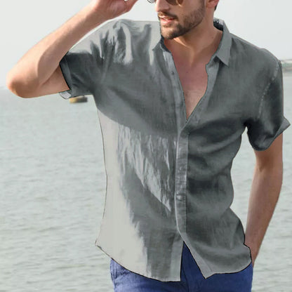 Chemise d'été à manches courtes, haut boutonné décontracté, vêtements pour hommes