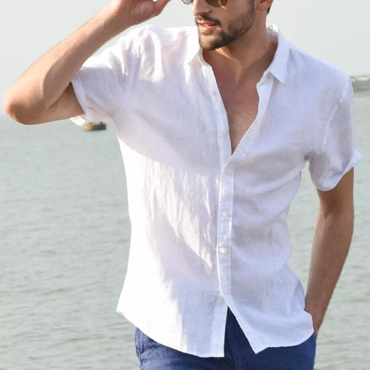 Chemise d'été à manches courtes, haut boutonné décontracté, vêtements pour hommes