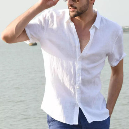 Chemise d'été à manches courtes, haut boutonné décontracté, vêtements pour hommes