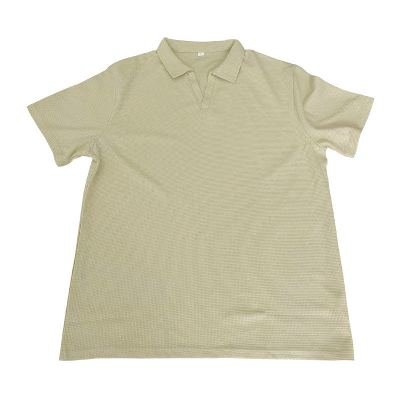 T-shirt à manches courtes et col en V pour homme, couleur unie, à la mode, été