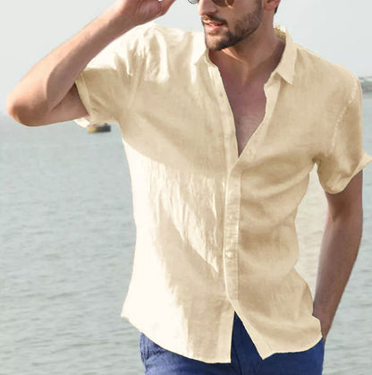 Chemise d'été à manches courtes, haut boutonné décontracté, vêtements pour hommes