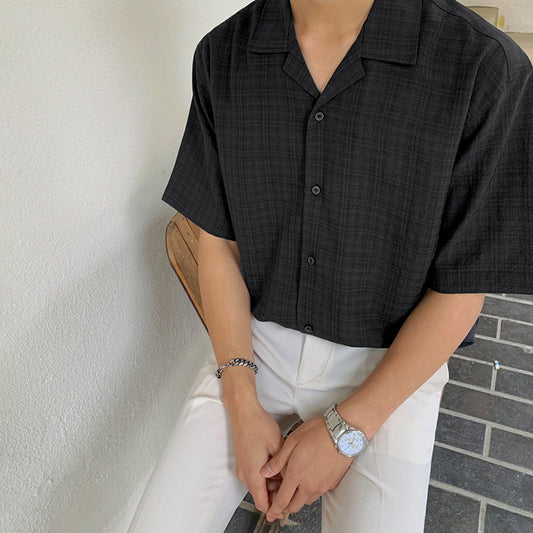 Chemise d'été à carreaux à manches courtes pour homme