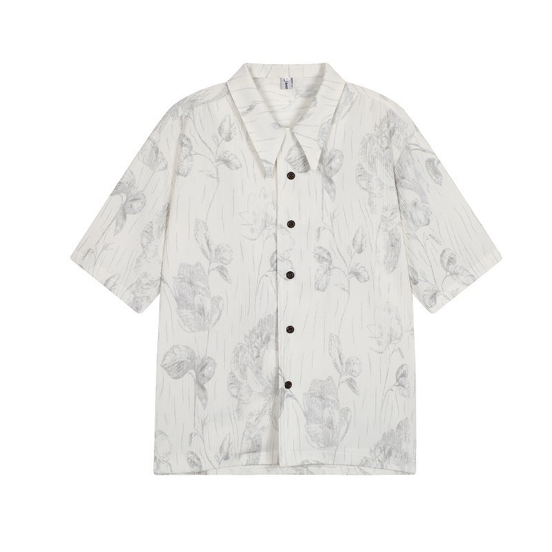 Chemise d'été décontractée à col cubain pour homme