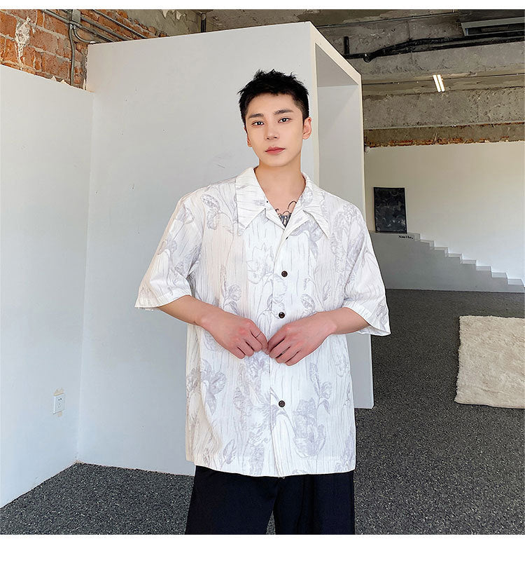 Chemise d'été décontractée à col cubain pour homme